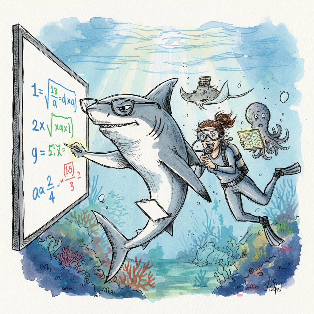 science-satire-1771993326647 Tiburones: genios marinos con habilidades matemáticas